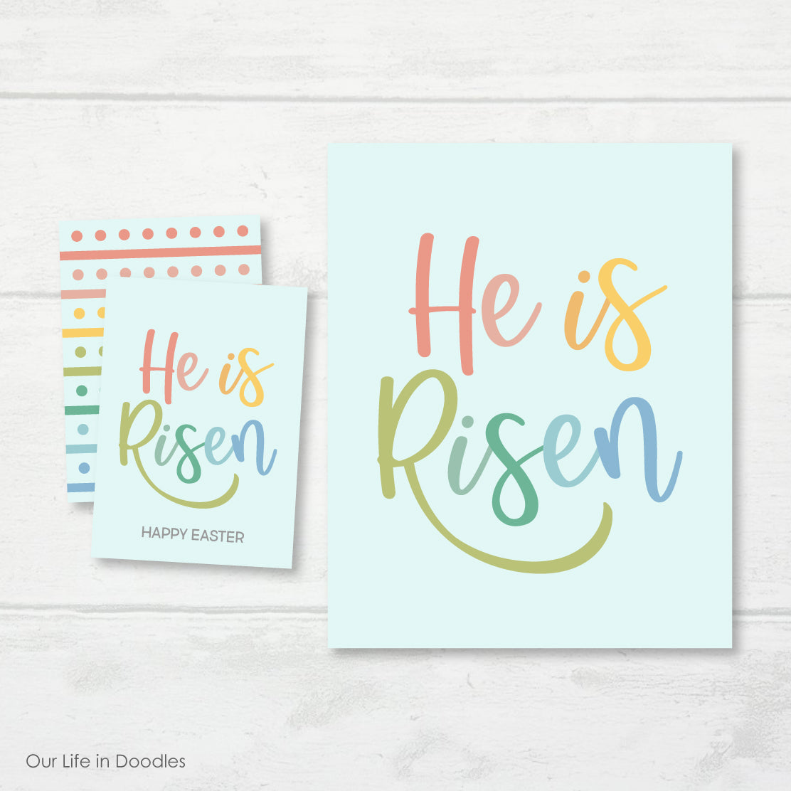 He is Risen Art Print & Favor Tags Combo, Happy Easter Printables