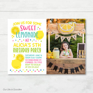 Lemonade Stand Picture Invitation, Lemons Birthday Party Invite