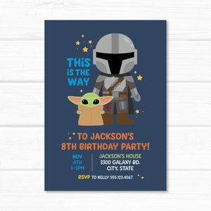 Star Wars Invitation, Mandalorian & Baby Yoda Birthday Invite