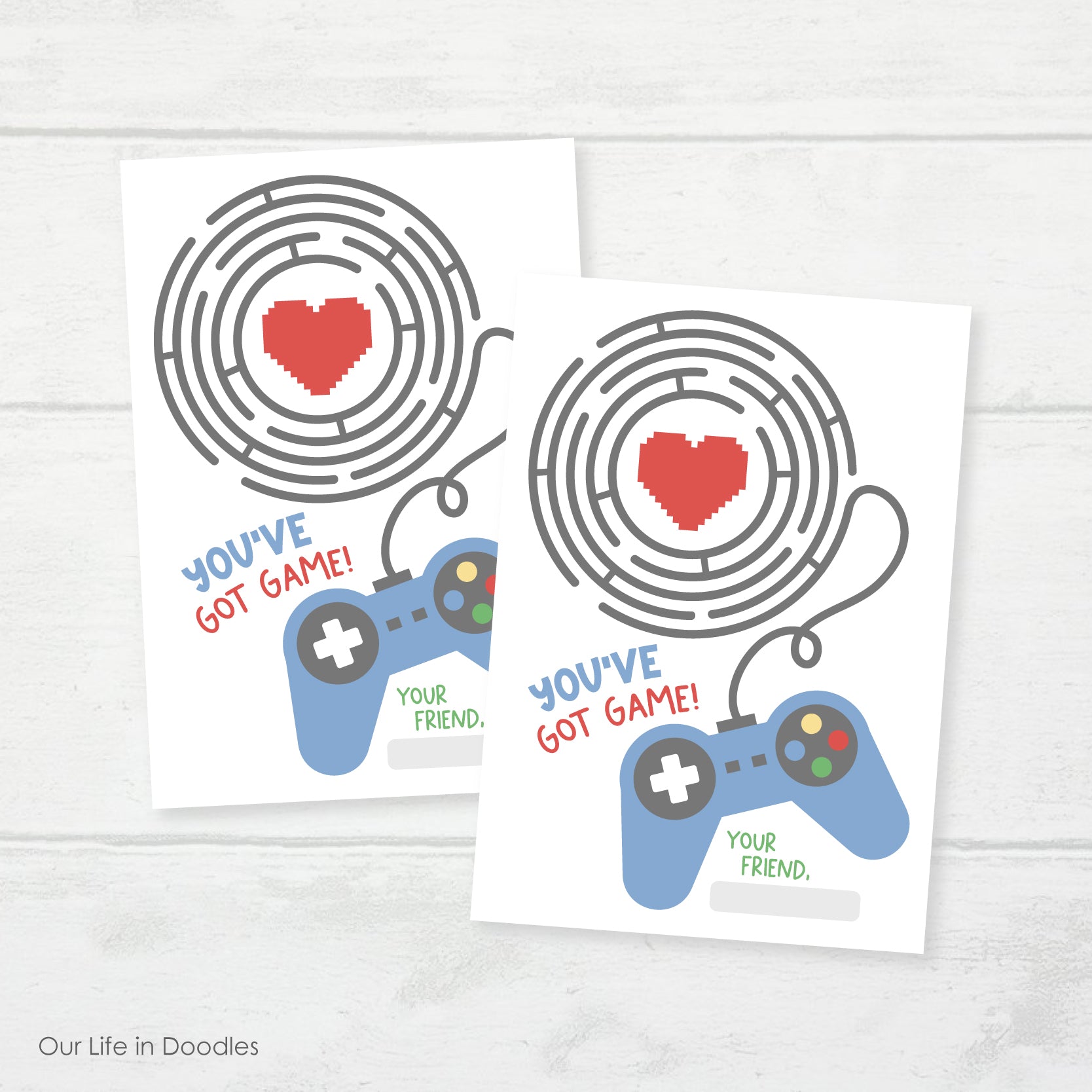 Valentines Day Card, Video Game Maze Classmates Printable