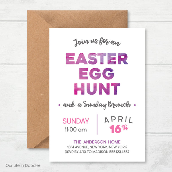 Easter Invitation, Easter Egg Hunt Brunch Invite Card
