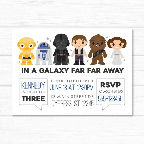 Star Wars Invitation, Galaxy Far Away Birthday Invite