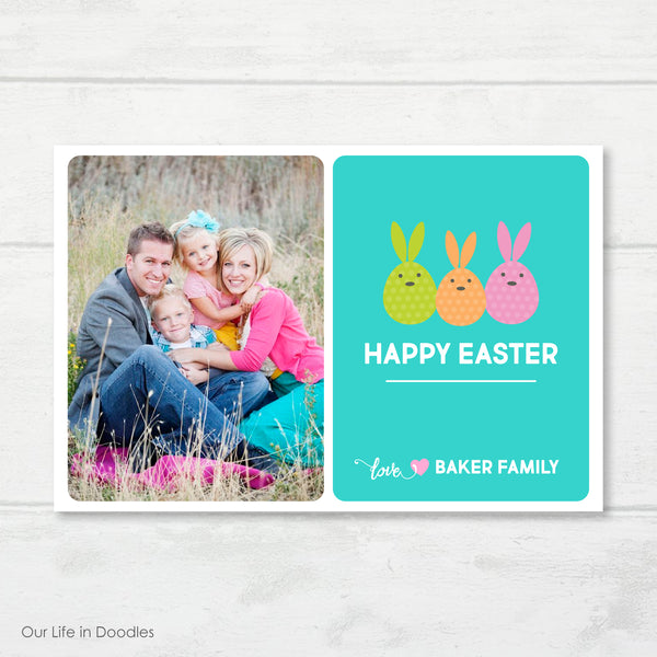 Easter Bunnies Photo Card, Happy Easter Picture Card