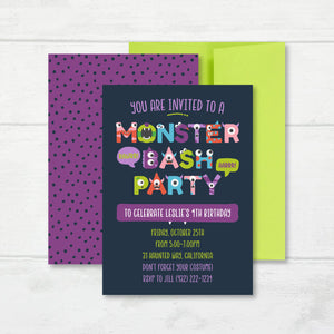 Halloween Invitation, Monster Bash Party Invite Card