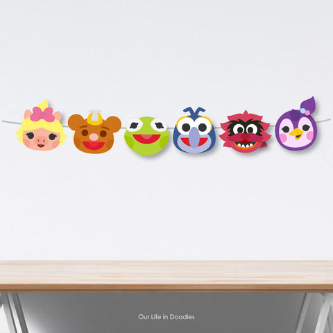 Muppet Babies Banner, Party Decor Garland, Birthday Printable Party, Cake Topper