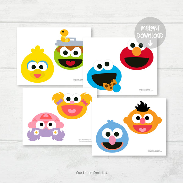 Sesame Street Banner, Abby Elmo Cookie Monster Party Decor Garland, Birthday Printable Party, Cake Topper