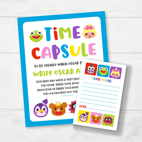 Muppet Babies Time Capsule Sign & Time Capsule Cards, First Birthday Party, Printable Party Decor