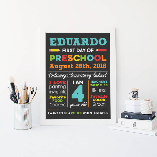 First Day of School Chalkboard Printable Sign