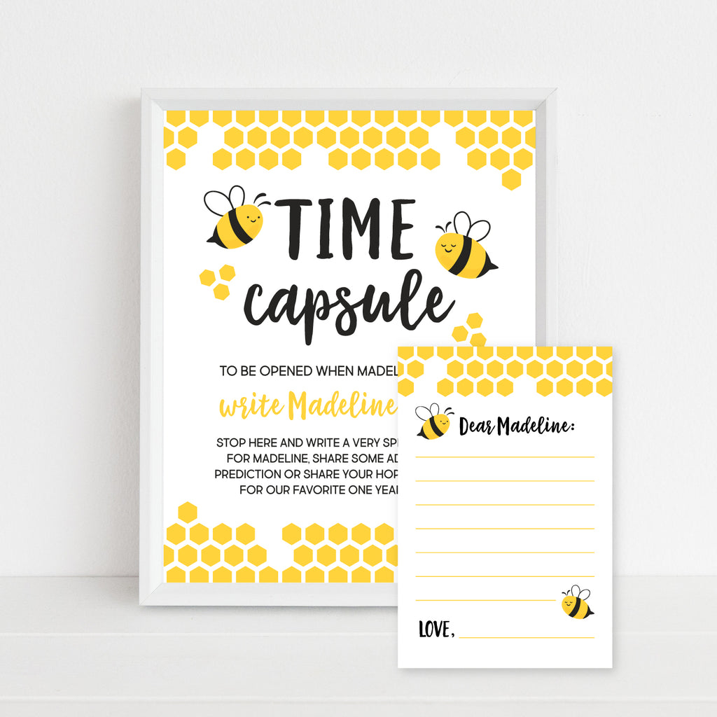 Bumble Bee First Birthday Sign, Milestone Art Print, Bee Party